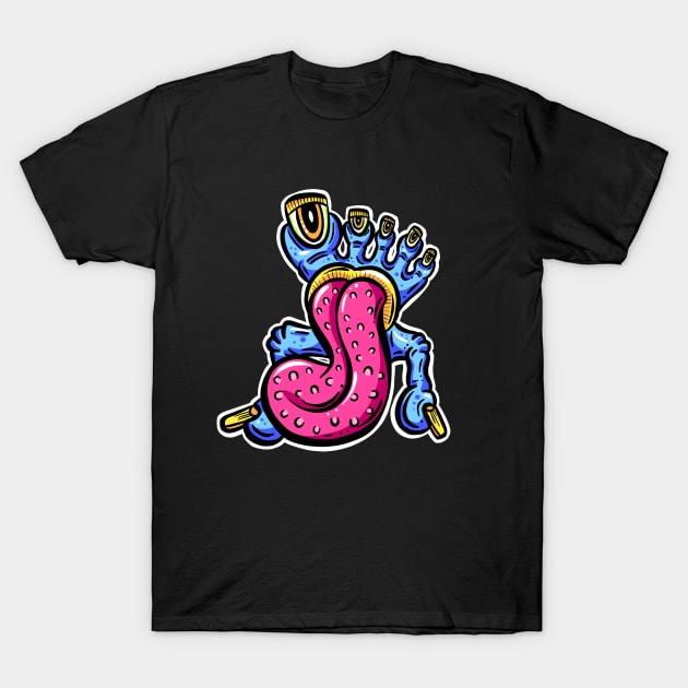 Toes and Tongue Weird Cartoon Monster T-Shirt by Squeeb Creative